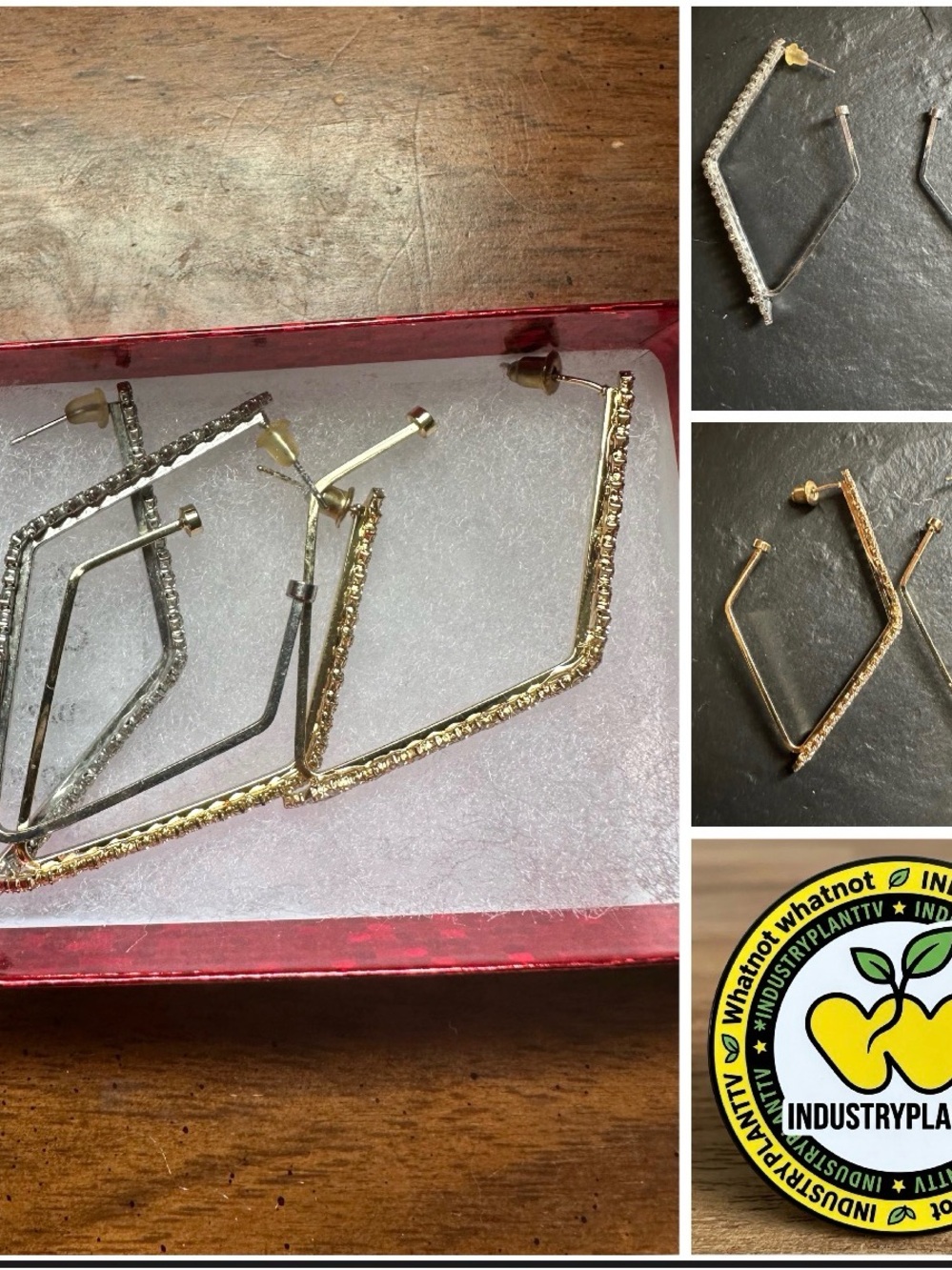 Pavé Crystal Rhombus Hoops (Gold & Silver Set) 💎✨ by Industry Plant